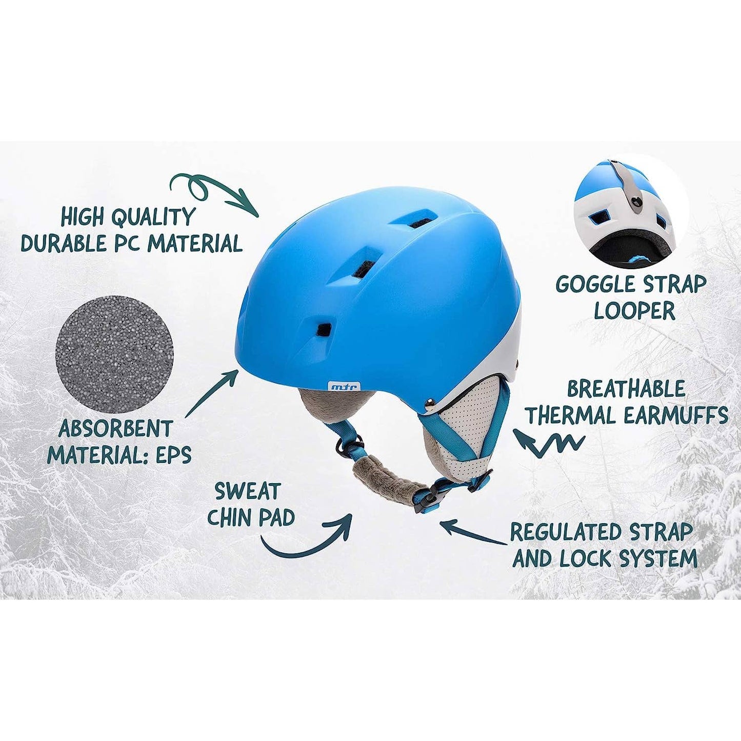 Meteor Snowboard-Ski Helmets with fleece earmuffs inside