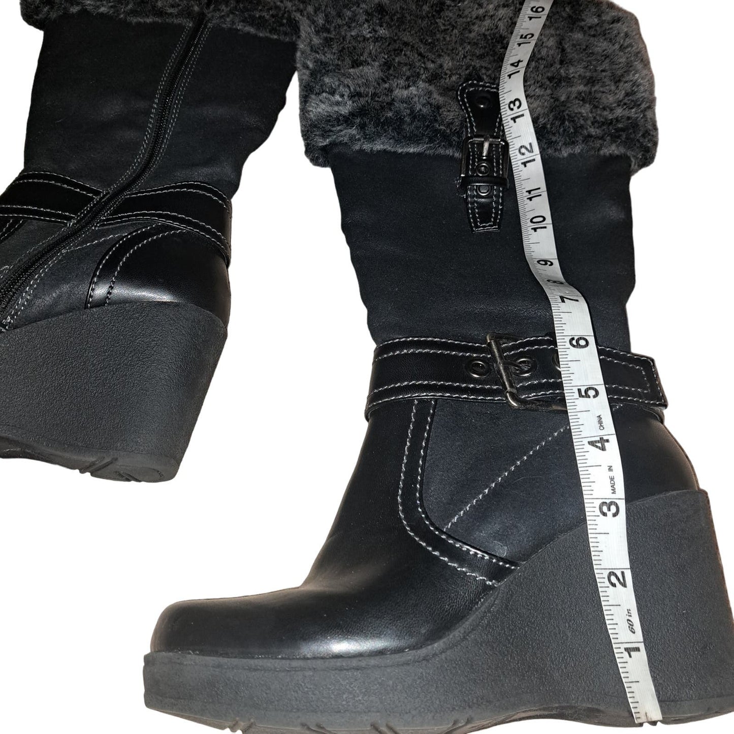 NEW Size 6 Med Black So Wear IT Declare IT Black Tall Fur Topped Boots