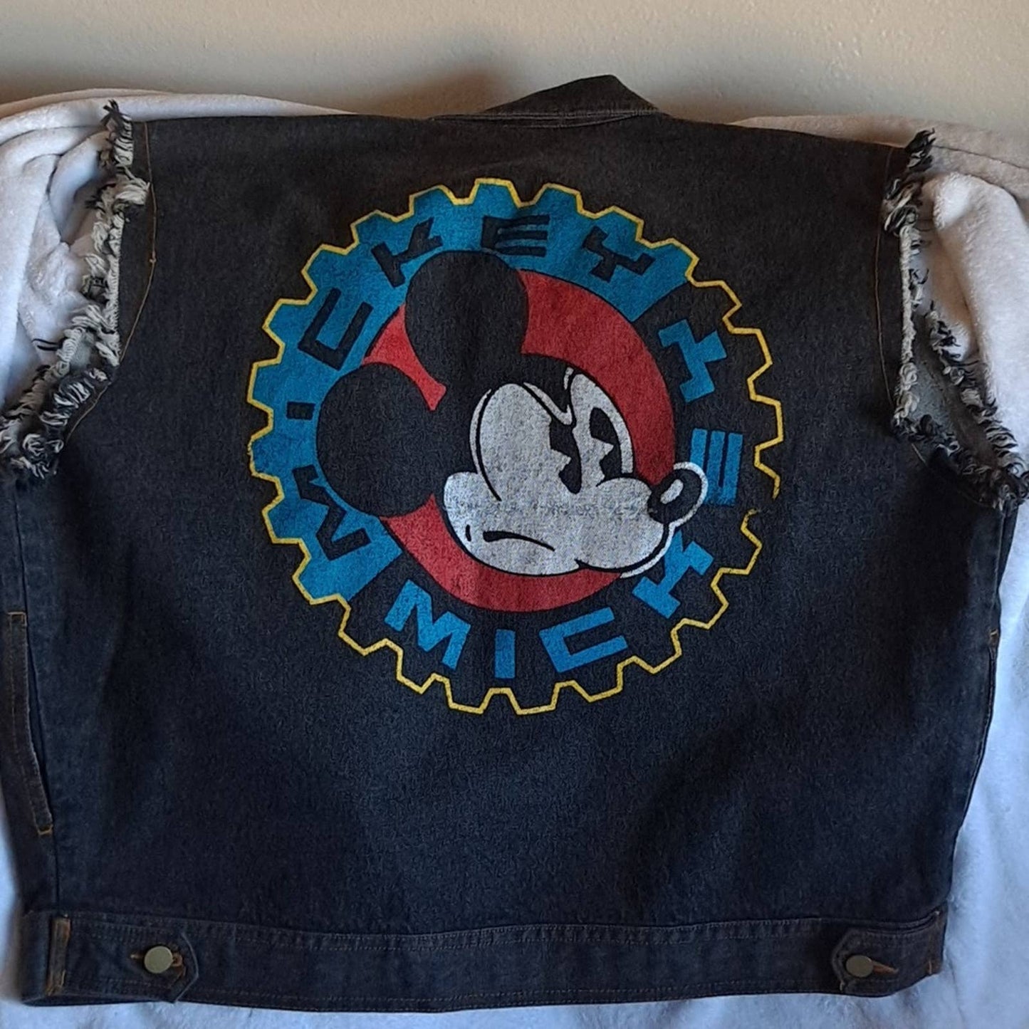 Mickey Mouse Badass Biker Mouse Vest. XL blue/black denim NEW with tags